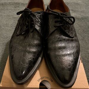Dr. Martens Black Croc-Embossed Oxfords